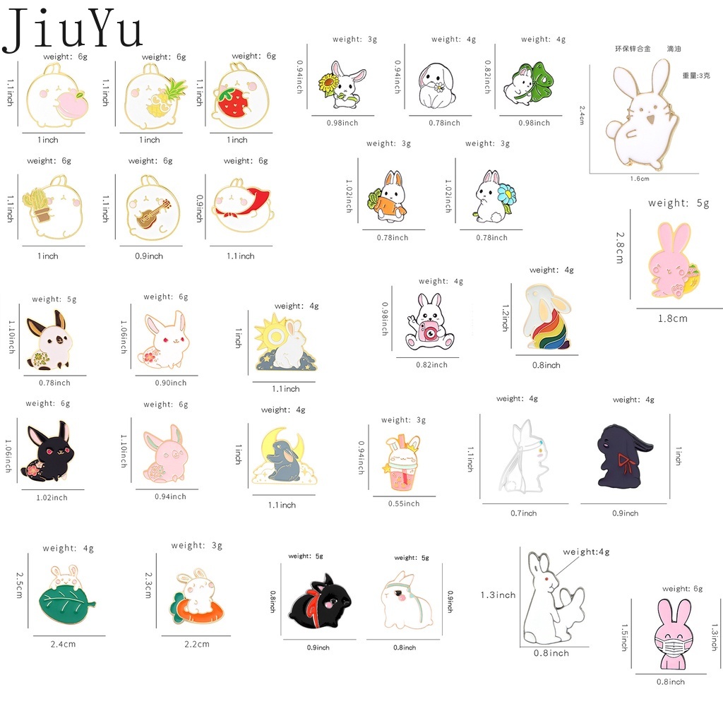 Ghim Cài Áo Kim Loại Tráng Men Hình Thỏ Đen Hoạt Hình Dễ Thương Vui Nhộn Đa Ứng Dụng