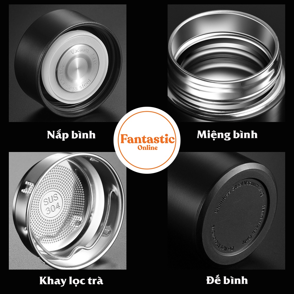 Bình Giữ Nhiệt Inox FANTASTIC - Bình Giữ Nhiệt Thông Minh Có Báo Nhiệt Độ - Dung Tích 500ml