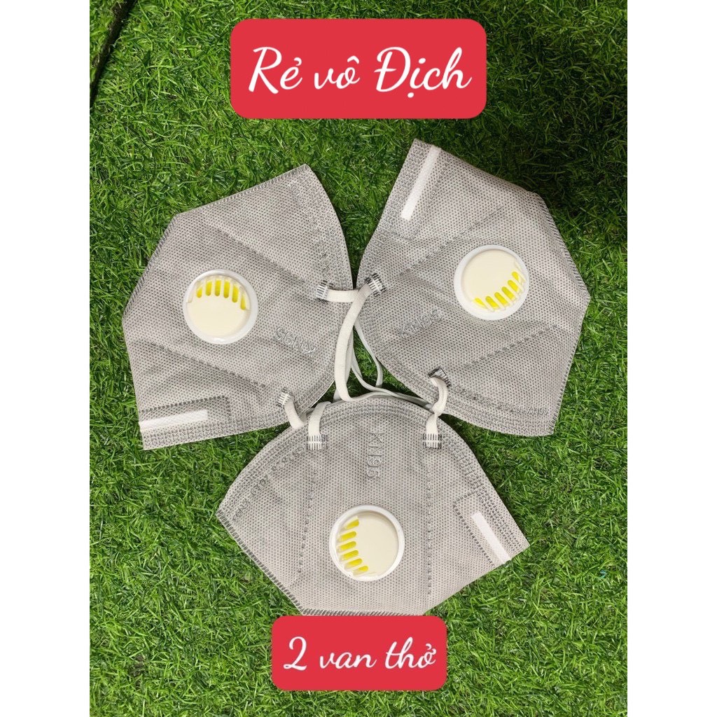 (KT01) Khẩu Trang KN95 Có 2 Van Thở,6 Lớp Than Hoạt Tính,Chống Bụi Mịn PM 2.5, Vi