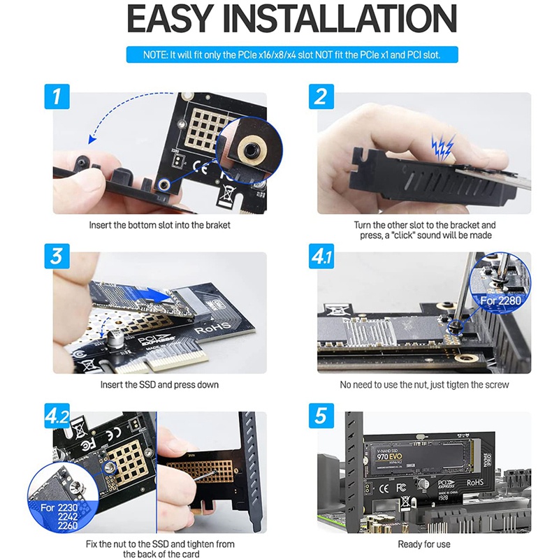 Thẻ chuyển đổi M.2 NVME SSD sang PCIe 4.0 64Gbps SSD PCIe4.0 X4 cho máy tính PCI-E GEN4