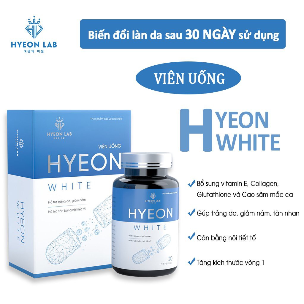 Viên Uống trắng da HYEON WHITE, Cân bằng nội tiết tố, Hỗ trợ trắng da, giảm nám, tàn nhan [ HYEON LAB ]