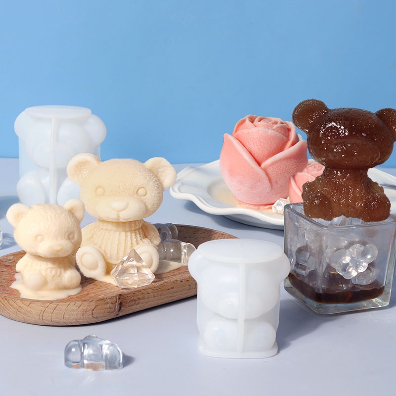 Khuôn Silicone Làm Đá Hình Gấu 3D