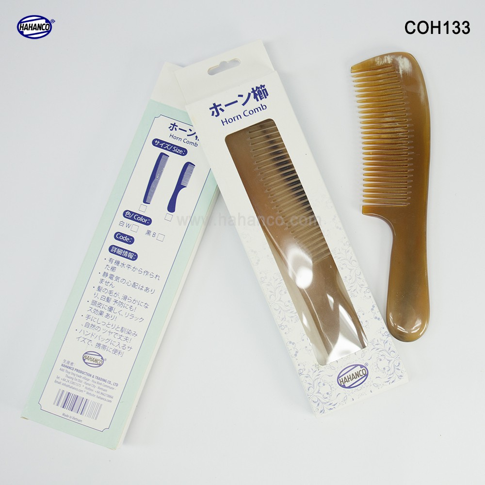 Lược sừng xuất Nhật - COH133 (Size: L - 18cm) Mẫu tiêu chuẩn - Horn Comb of HAHANCO