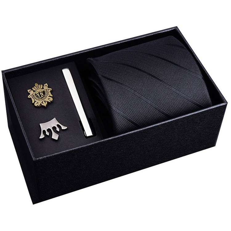 Bộ Cà vạt 4 món làm quà tặng gồm Cà vạt 8cm, kẹp cà vạt, 2 ghim cài áo Vest CCV{Phụ kiện Vest Nam - AdamZone}