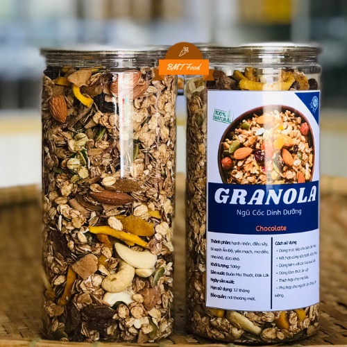 500g Ngũ Cốc Hạt Granola Ăn Kiêng Nhiều Hạt, Không Đường