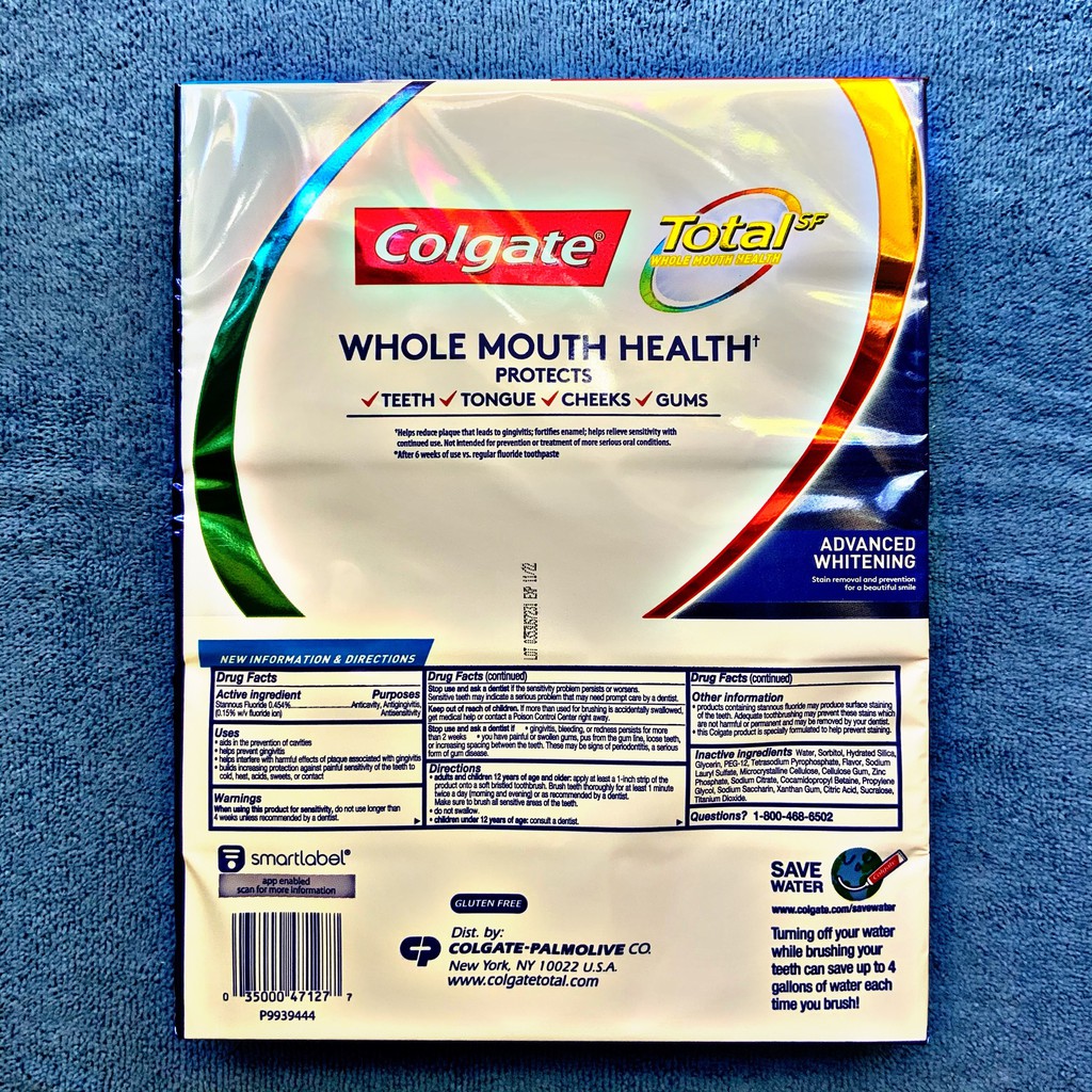 Kem đánh răng Colgate Total SF Advanced Whitening, Sensitivity Relief 181 g của Mỹ (Mẫu mới)