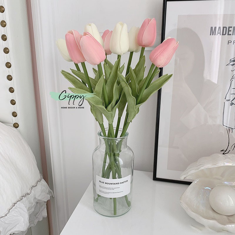 Hoa tulip, hoa nhân tạo trang trí chụp ảnh (nhiều màu) - phụ kiện trang trí - Gippy Decor