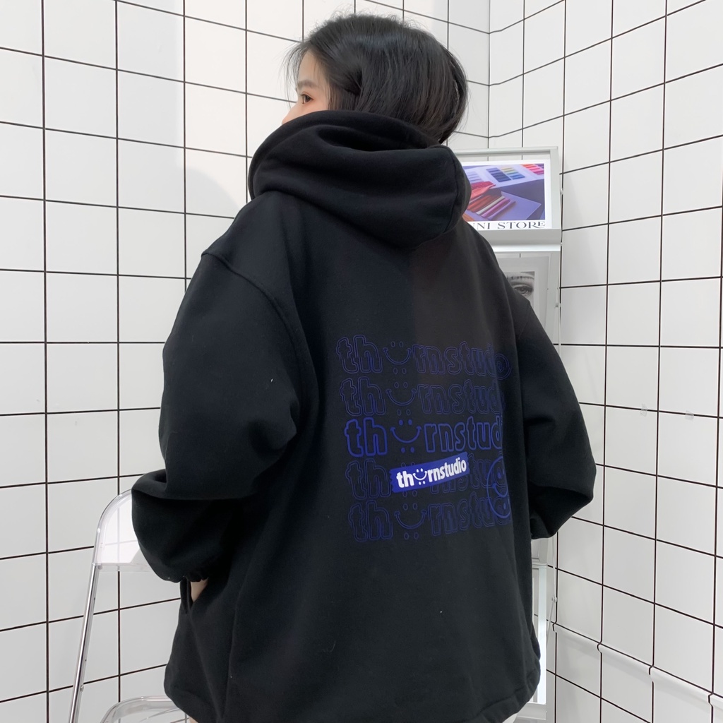 Áo Khoác Dây Kéo THORN STUDIO Nỉ Bông Dày Dặn Form Rộng Ulzzang Unisex