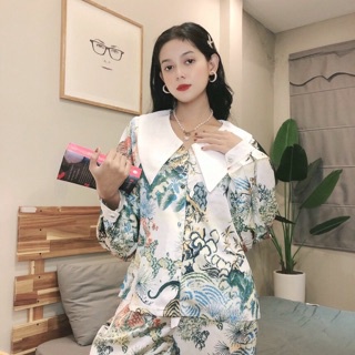 [199K Giảm ngay 35K] HỎA TỐC Bộ ngủ pijama lụa c cao cấp , họa tiết đẹp- Hình thật mẫu nhà shop chụp.B139