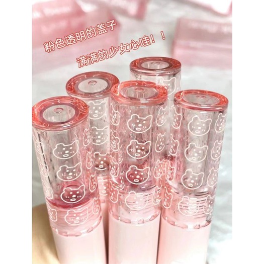 Son kem bóng CAPPUVINI gấu hồng Bubbly Bear Lip Glaze căng bóng mềm mịn