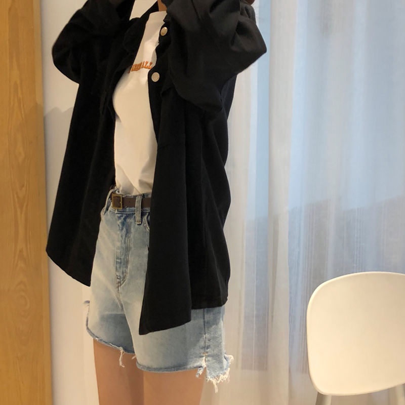 Áo khoác denim COZOK dáng rộng đơn giản thời trang cho nữ