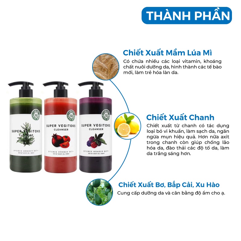 Sữa rửa mặt trắng da - sữa rửa mặt giảm mụn sủi bọt làm sạch thải độc rau củ quả Hàn Quốc 200ml