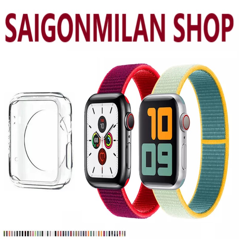 Ốp Dẻo Bảo Vệ Viền Cho Đồng Hồ Thông Minh Apple Watch VS Dây Đeo Nylon Series 7/6/5/SE/4/3/2/1 Size 38-40-41-42-44-45mm