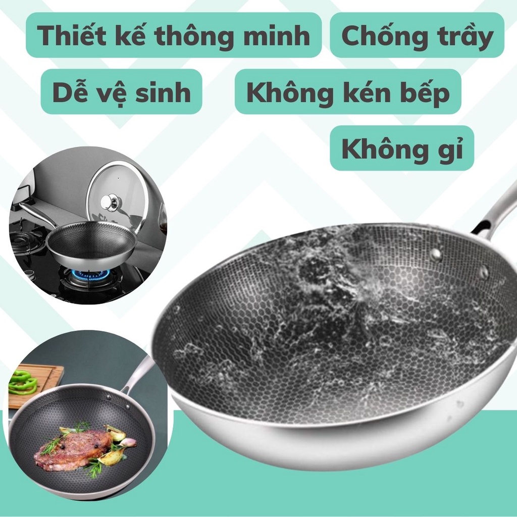 Chảo Chống Dính Sâu Lòng Size 32Cm Siêu Chống Dính Vân Tổ Ong Cao Cấp Dễ Dàng Vệ Sinh Dùng Được Cho Tất Cả Loại Bếp