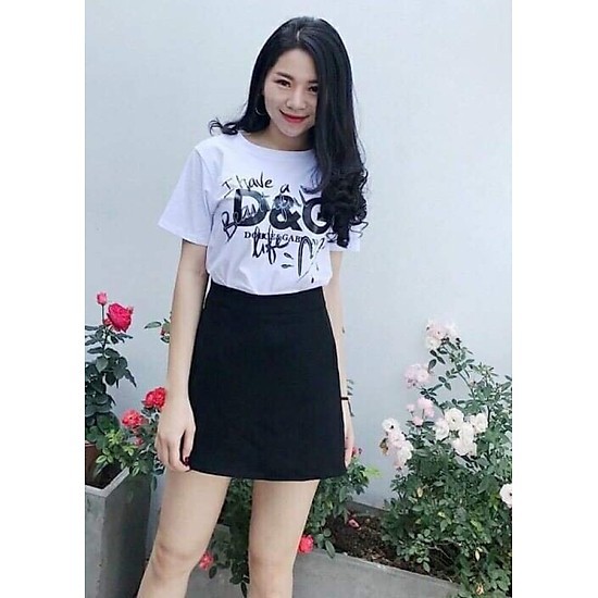 CHÂN VÁY CHỮ A BASIC KINA MÀU ĐEN LƯNG THUN CÓ QUẦN LÓT TRONG | BigBuy360 - bigbuy360.vn