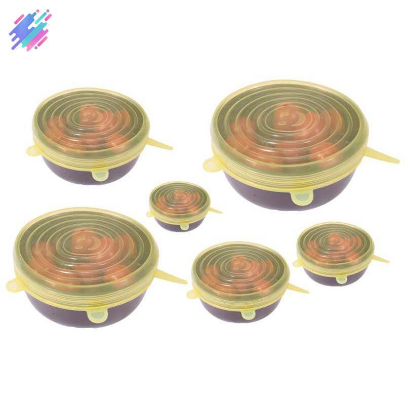 Bộ 6 nắp silicone có thể sử dụng nhiều lần và có thể kéo dãn tiện dụng