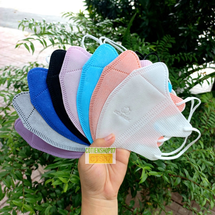 Combo 5 túi 50 cái Khẩu trang 5D mask Bảo Châu BC Mask, 3 lớp vải kháng khuẩn, quai thun co dãn tốt, nhiều màu đẹp.