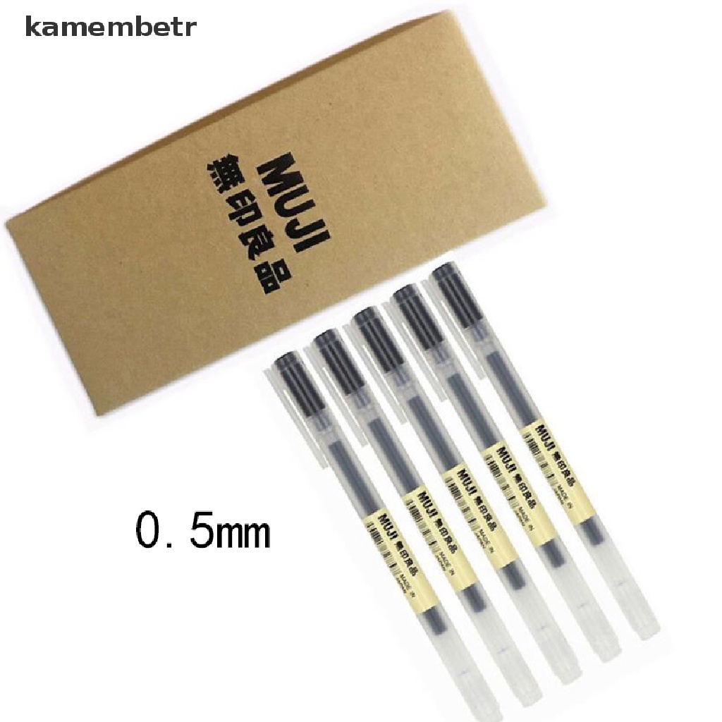 5 Bút mực gel muji moma Nhật Bản 0.38mm/ 0.5mm không độc hại màu xanh dương/ đen