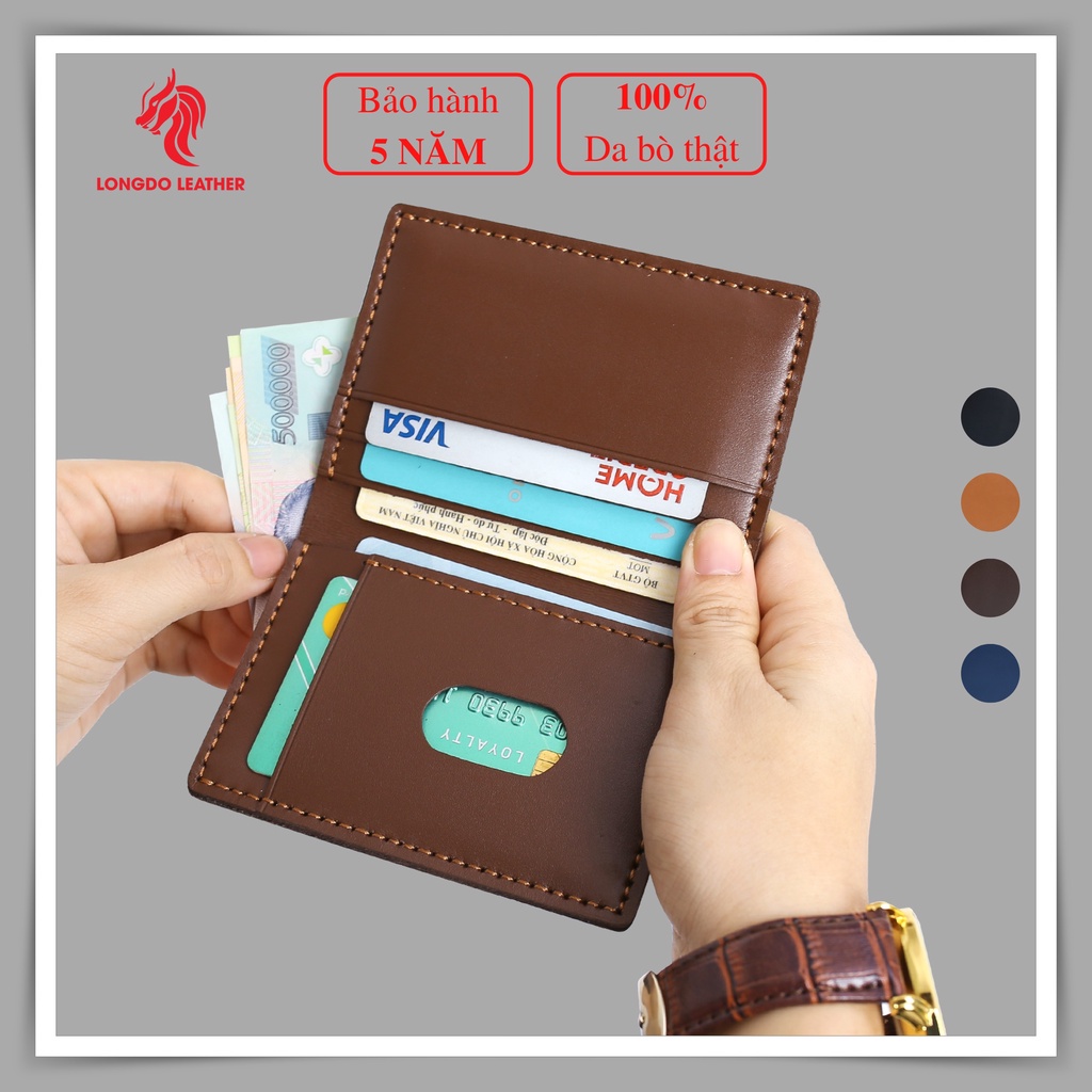 Ví nam kiểu đứng da bò thật - Bảo hành 5 năm - Hàng chính hãng thương hiệu Longdo Leather - BD04