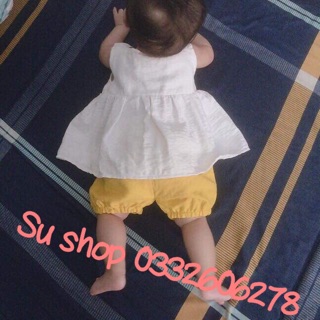 Bộ đũi cổ vuông bé gái