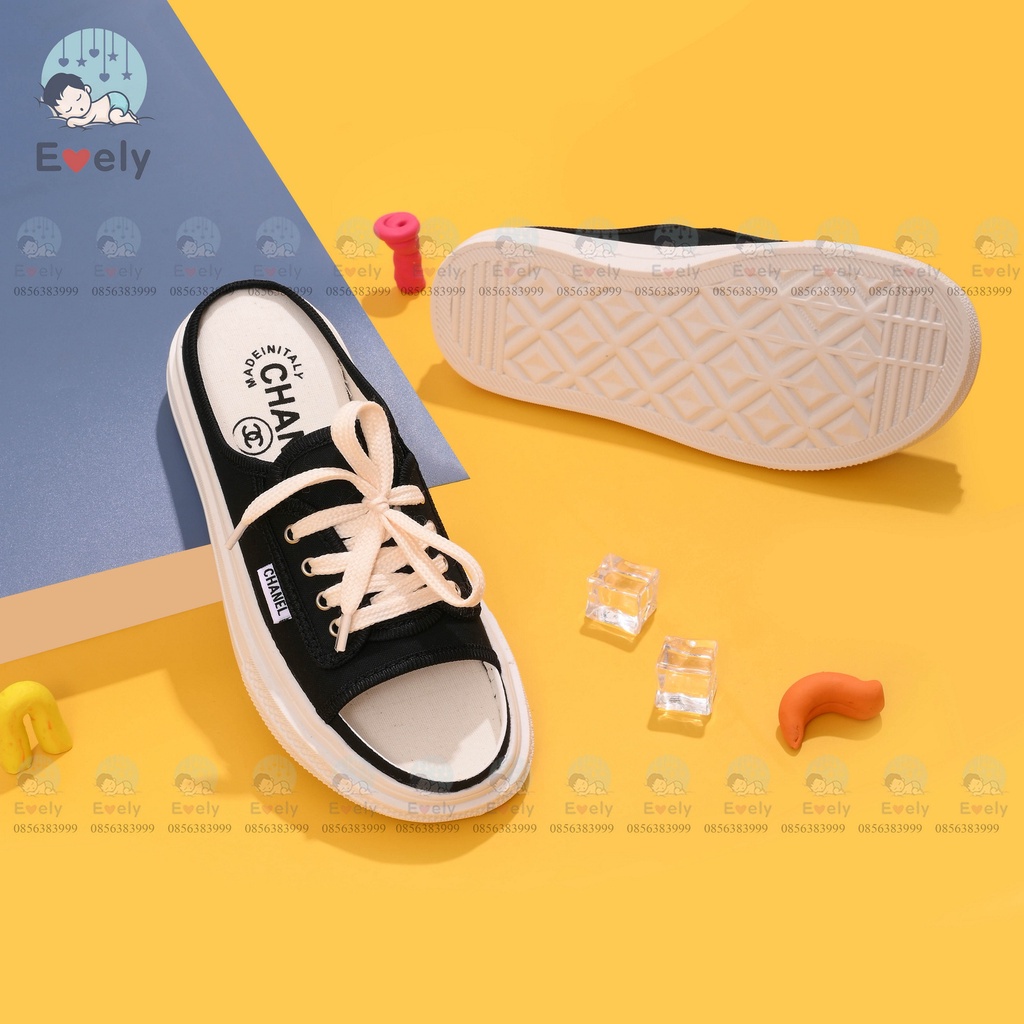 Giày Sục Vải Hở Mũi Buộc Dây Đế Bánh Mì Cao 3 Phân Dép Thời Trang Nữ Kiểu Sục Phong Cách Hàn Quốc Hót Nhất 2022
