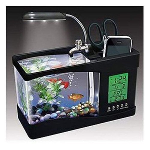 💥SAlE 50%💥 Bể Cá Mini kiêm Đồng Hồ Để Bàn Màu Ngẫu Nhiên (có tặng kèm đá và cây cảnh)💥SIÊU HOT💥