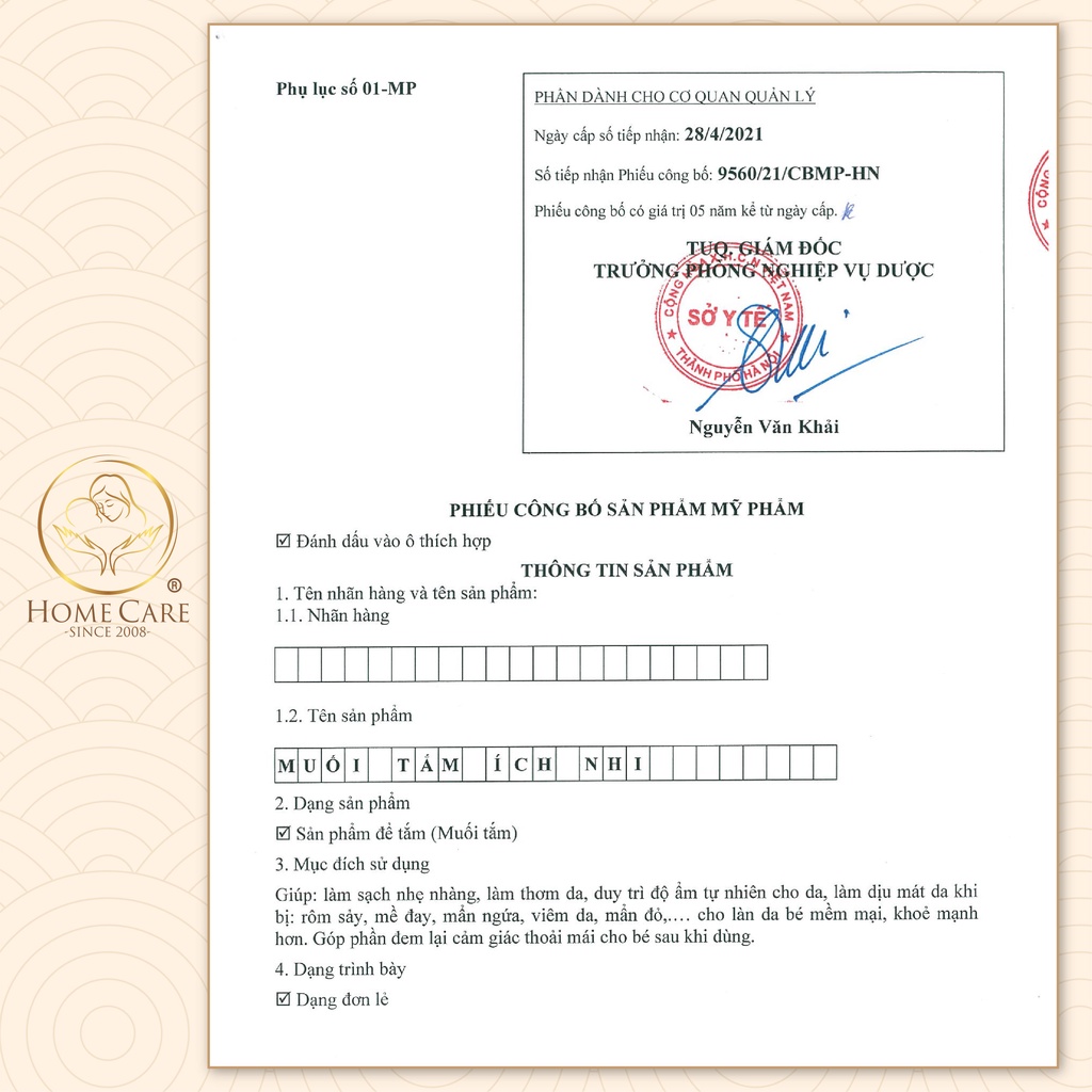 Muối tắm bé thảo dược Home Care từ thiên nhiên sạch rôm sảy tăng đề kháng cho bé - hộp 400g