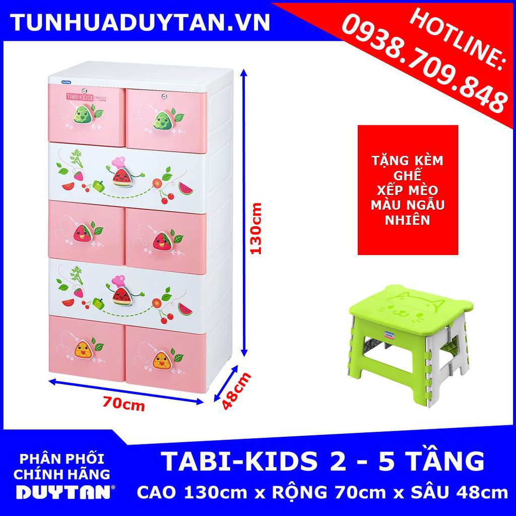 Tủ nhựa Duy Tân TABI-KIDS 2 Tặng Ghế xếp mèo Duy Tân màu ngẫu nhiên