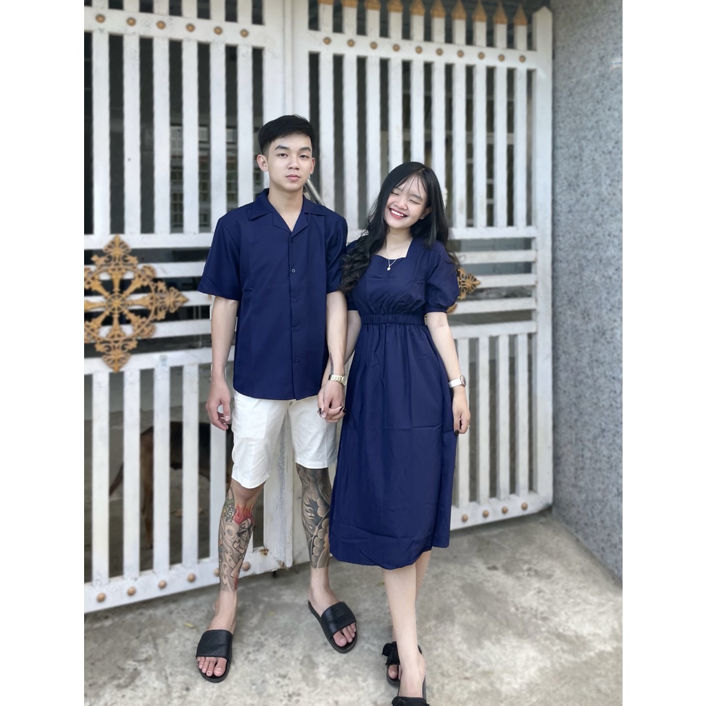 Set Đầm + Áo Sơ mi Chất Kate Lụa Mềm