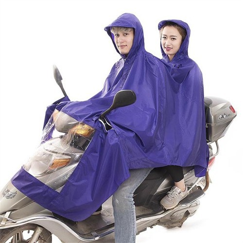 Áo mưa vải dù 2 người loại dày, Vải dù siêu bền, siêu nhẹ có kính đèn