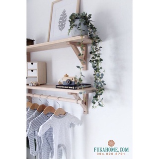 Kệ treo tường chân tam giác gỗ thông, Kệ trang trí đa năng phong cách Hàn Quốc - K02