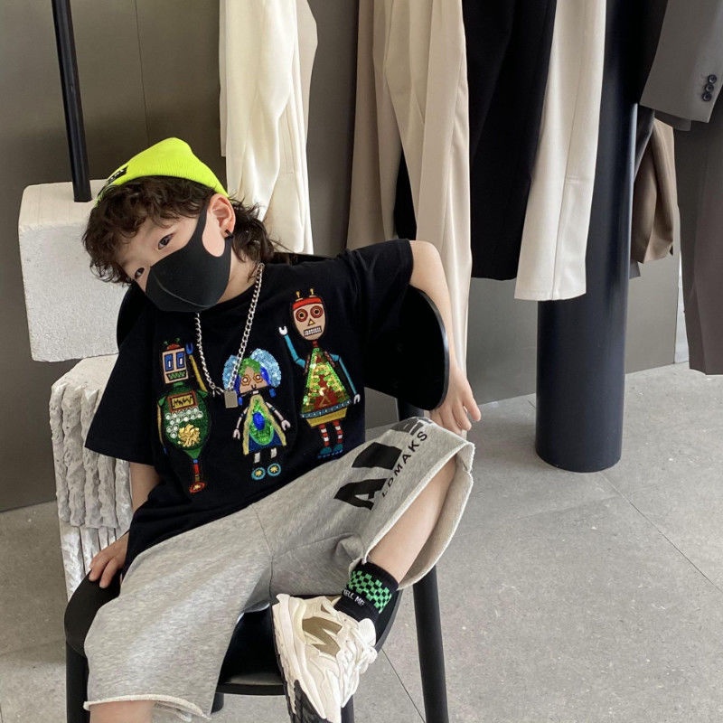 Áo Thun Cotton Trơn Tay Ngắn In Chữ Thoải Mái Thời Trang Mùa Hè Cho Bé Trai Và Gái