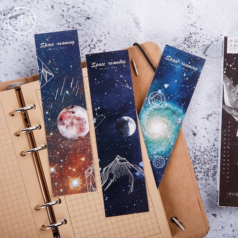 Hộp 30 thẻ đánh dấu sách hình không gian