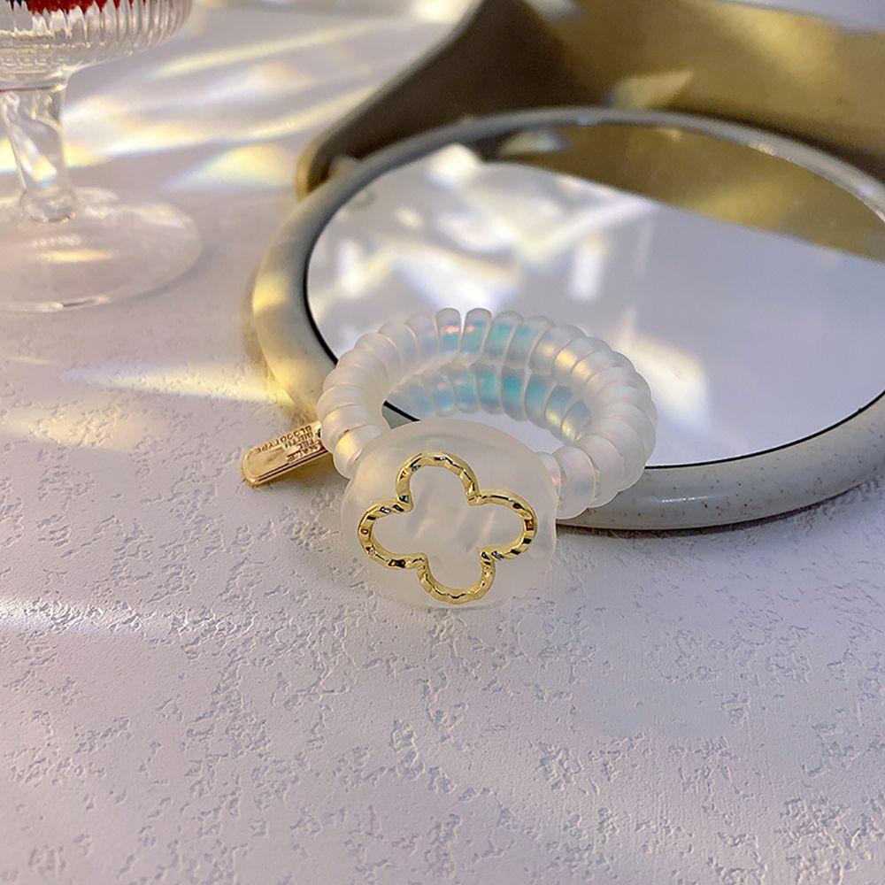 Dây Cột Tóc Đuôi Ngựa Co Giãn Hình Hoa Trái Tim Bằng Nhựa Resin Phong Cách Hàn Quốc VANES1