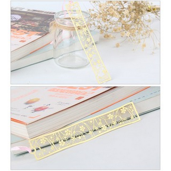 Bookmark cổ trang kim loại mỏng in họa tiết trang trí đẹp sang trọng