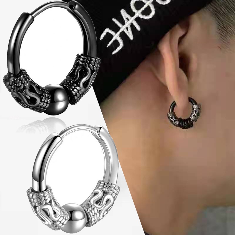 Bông Tai Hình Rồng Bằng Thép Không Gỉ Cá Tính Cho Nam