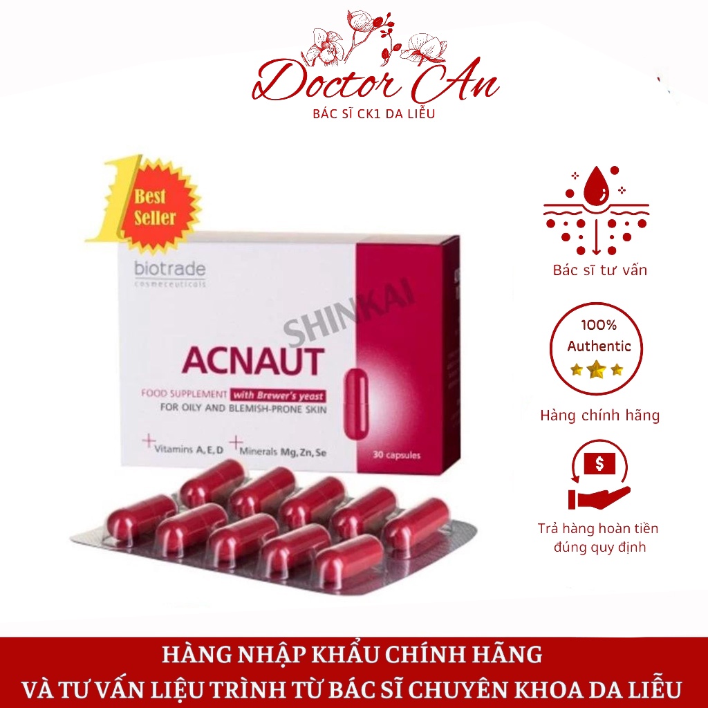 BIOTRADE ACNAUT VIÊN UỐNG HỖ TRỢ GIẢM MỤN, GIẢM DẦU HỘP 30 VIÊN