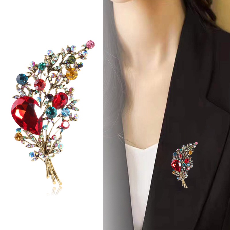Ghim Cài Áo Hình Hoa Lớn Đính Đá Pha Lê Thời Trang