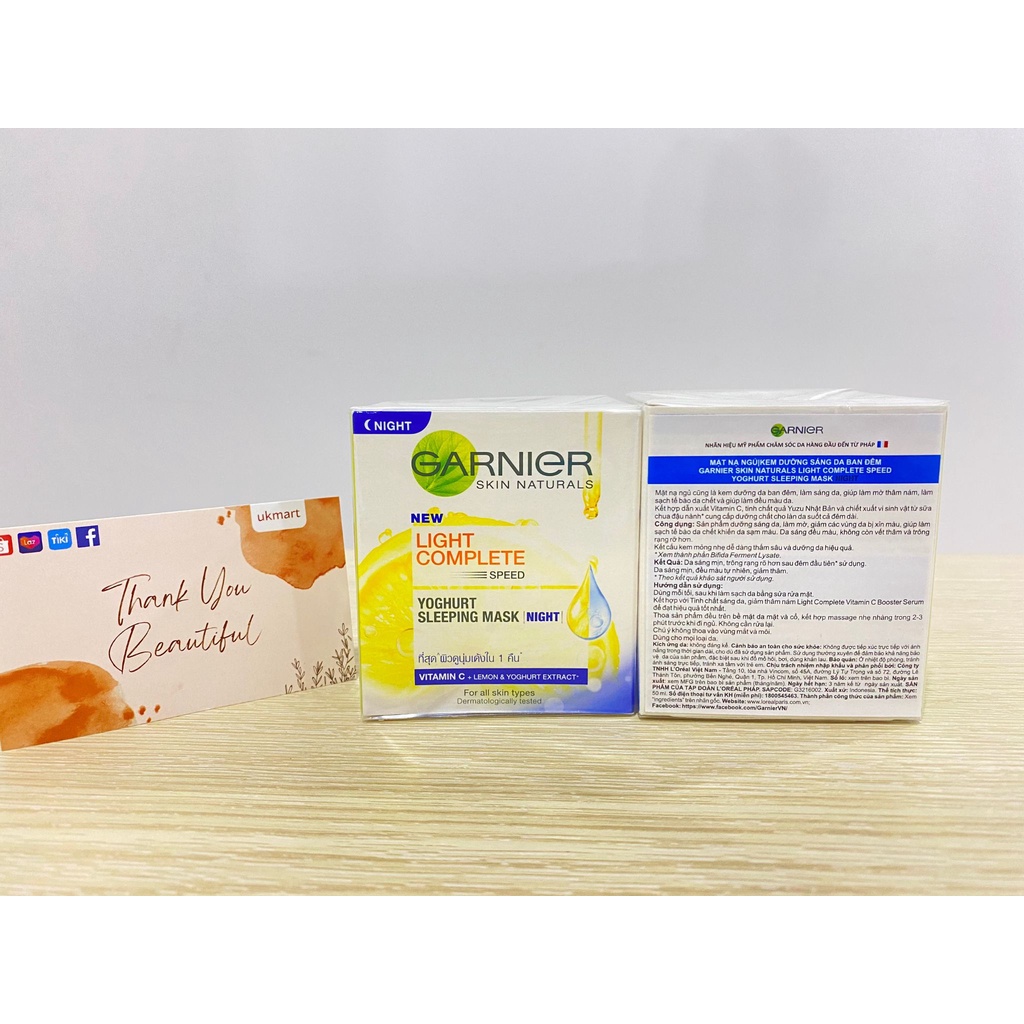 Mặt Nạ Ngủ Dưỡng Đêm Tinh Chất Sữa Chua Sáng Da Garnier Light Complete Yoghurt Sleeping Mask 50ml