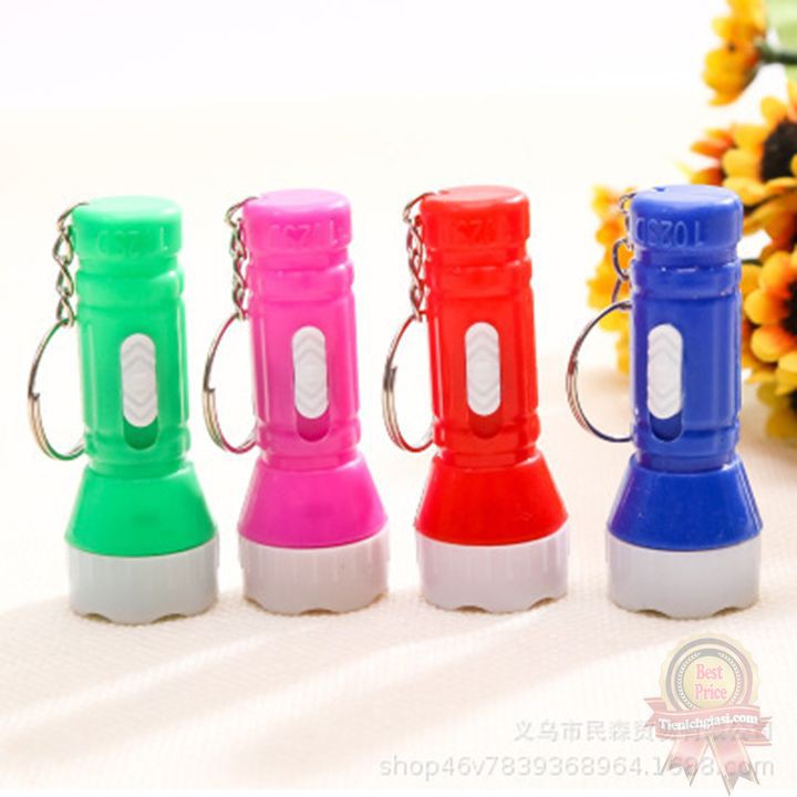 Móc khóa Đèn pin led mini siêu sáng có móc treo tiện lợi 2in1 nhiều màu