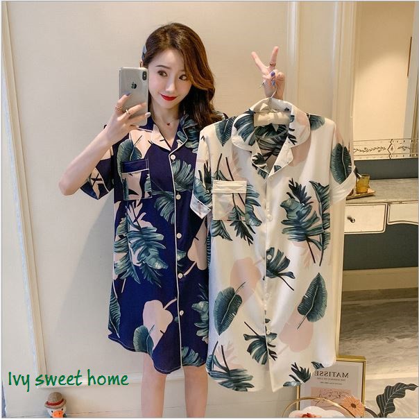 Đầm Ngủ Vải Lanh Lụa Dễ Thương ❄ Váy Ngủ Lụa 100D Mặc Nhà ❄IVY140