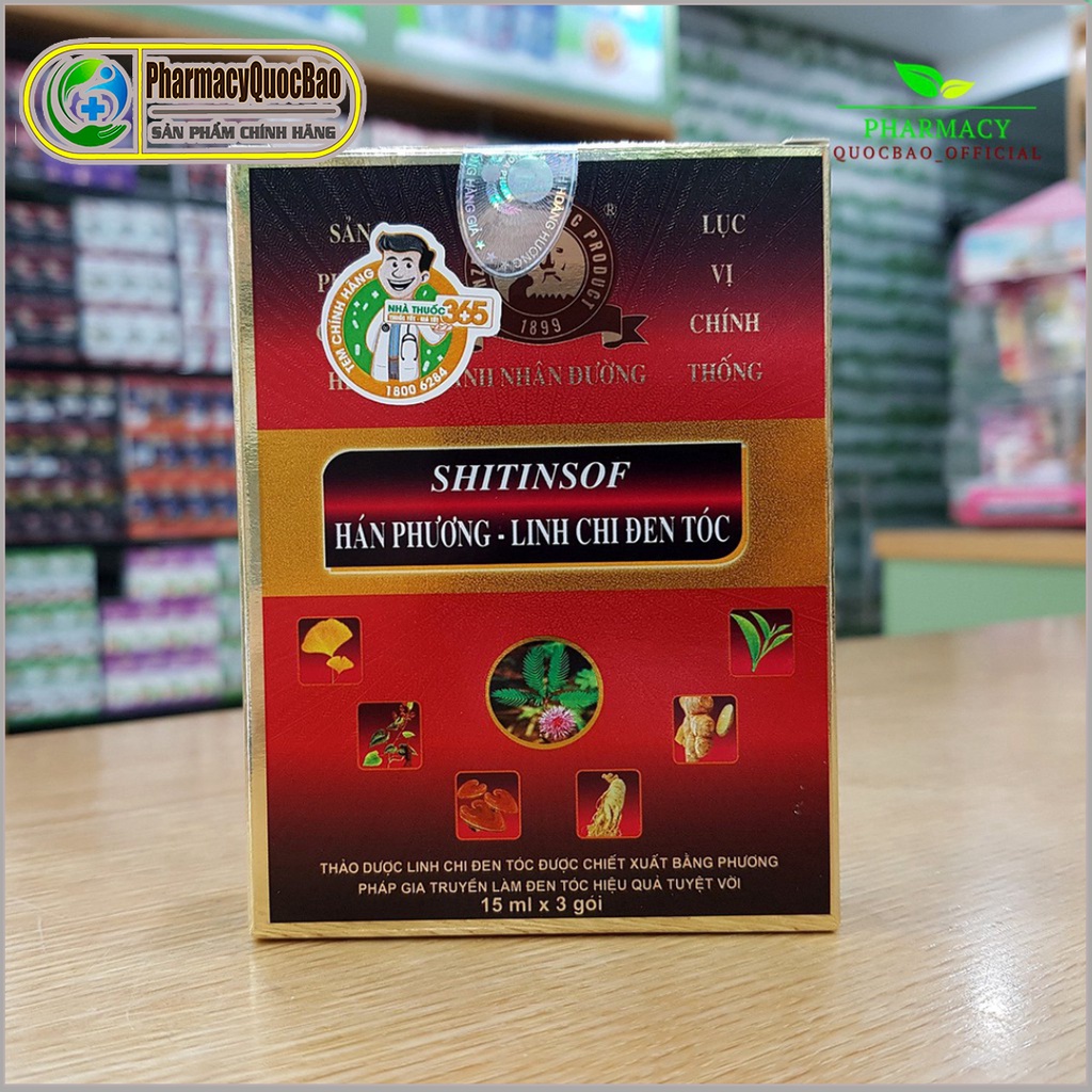 Dầu Gội Shitinsof - Hán Phương linh chi đen tóc - Giúp đen tóc, tóc bóng đẹp, mượt mà - Hộp 3 gói.