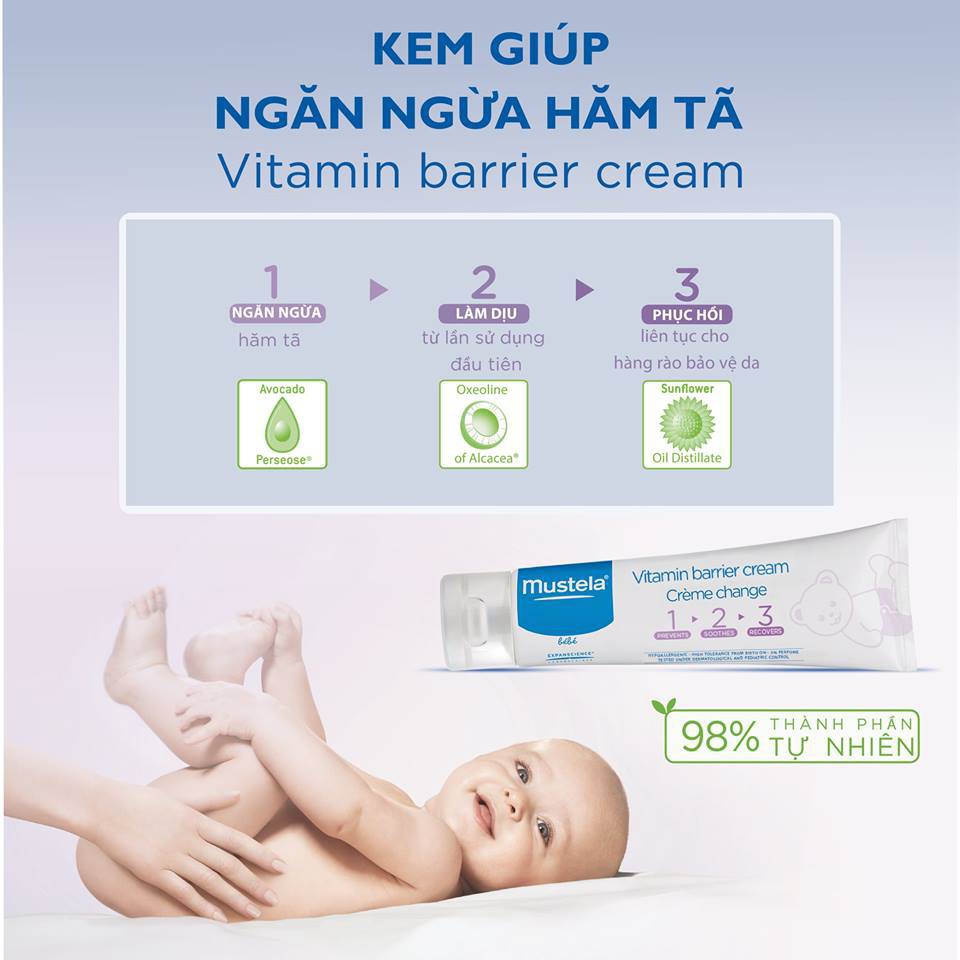 Kem Chống Hăm Tã Cho Trẻ Sơ Sinh và Em Bé Mustela Vitamin Barrier Cream 50ml