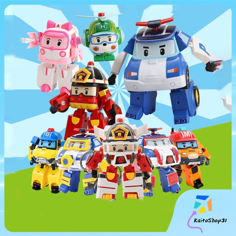 Đồ chơi Poli Biến Hình Biệt Đội Xe Robocar Bộ Lắp Ráp 6 nhân vật Hoạt Hình giúp bé phát triển trí tuệ, hàng hộp