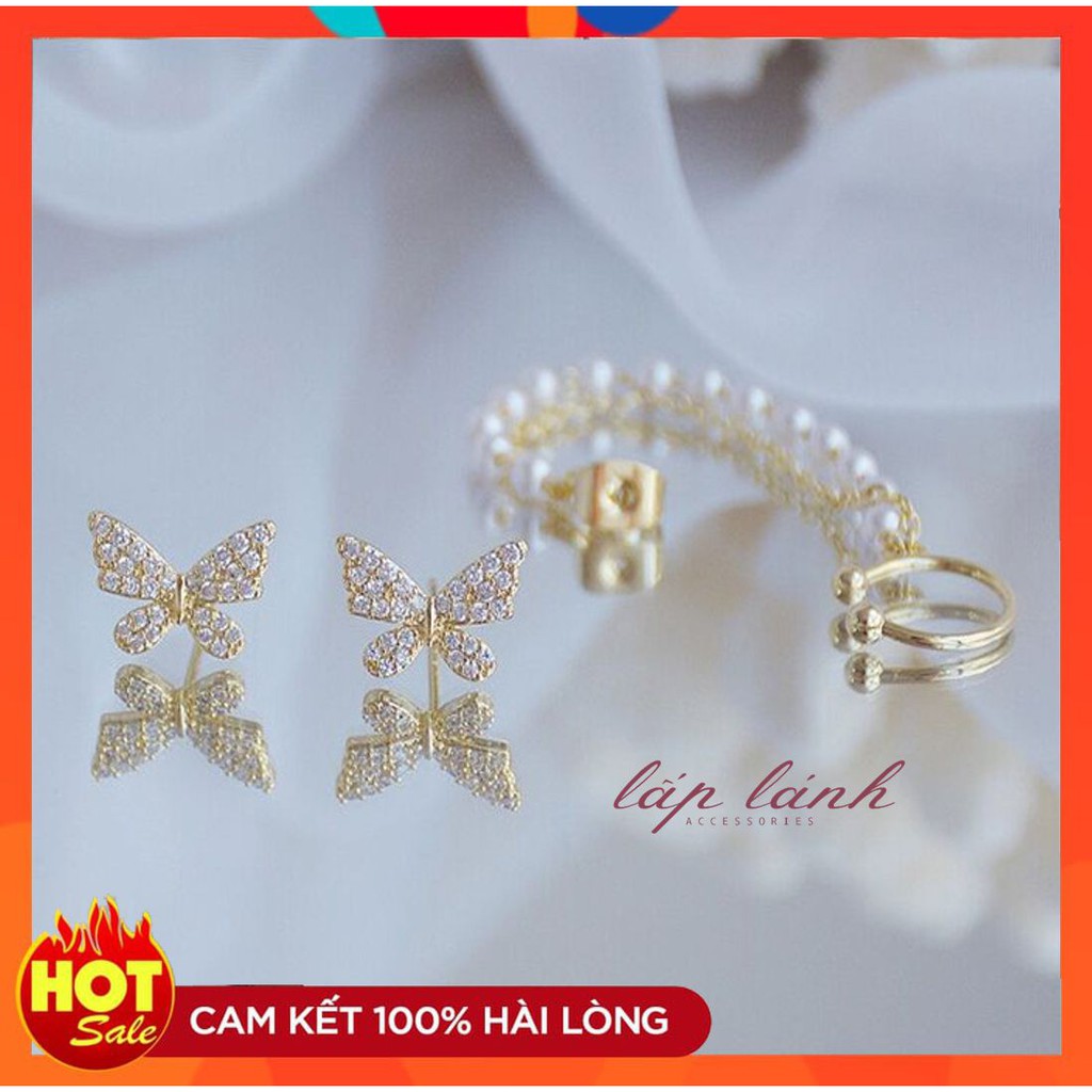 [HOT] BÔNG TAI HOA TAI HÌNH BƯỚM MÓC VÀNH TAI PHONG CÁCH HÀN QUỐC 214BTBDX