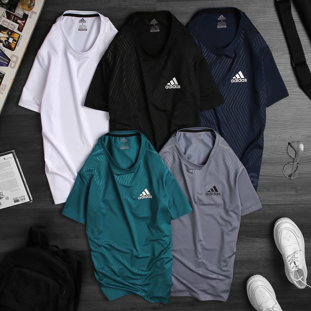 Áo thun nam thể thao cổ tròn dập vân