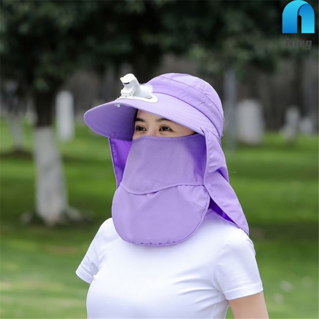 Nón Chống Nắng Vành Rộng Kèm Quạt Che Cổ Và Mặt Dùng Khi Đi Câu Cá/ Thể Thao Ngoài Trời