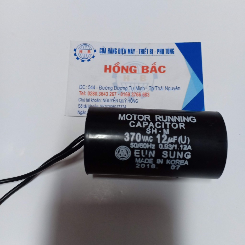 10 tụ điện 12MF 370VAC đen dùng cho bơm và các thiết bị điện khác