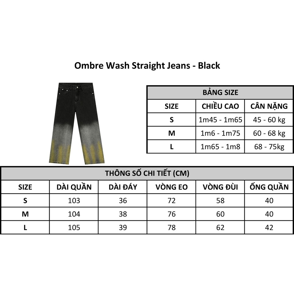 Quần ZOMBIE® Ombre Wash Straight Jeans - Black