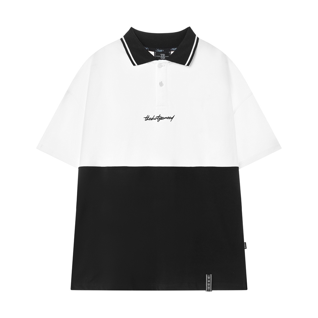 Áo thun TSUN 2 Panel Polo Shirt - Trắng / Đen - Unisex